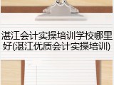 湛江会计实操培训学校哪里好(湛江优质会计实操培训)