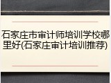 石家庄市审计师培训学校哪里好(石家庄审计培训推荐)
