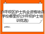 沙坪坝区护士执业资格培训学校哪里好(沙坪坝护士培训优选)