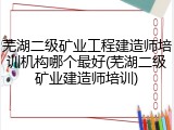 芜湖二级矿业工程建造师培训机构哪个最好(芜湖二级矿业建造师培训)