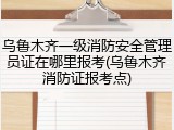 乌鲁木齐一级消防安全管理员证在哪里报考(乌鲁木齐消防证报考点)
