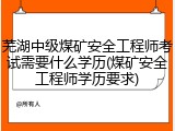芜湖中级煤矿安全工程师考试需要什么学历(煤矿安全工程师学历要求)