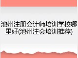 池州注册会计师培训学校哪里好(池州注会培训推荐)
