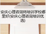 安庆心理咨询师培训学校哪里好(安庆心理咨询培训优选)