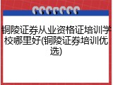 铜陵证券从业资格证培训学校哪里好(铜陵证券培训优选)