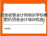 百色初级会计师培训学校哪里好(百色会计培训优选)