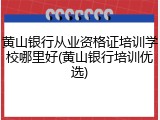 黄山银行从业资格证培训学校哪里好(黄山银行培训优选)