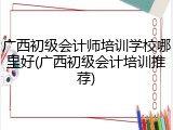 广西初级会计师培训学校哪里好(广西初级会计培训推荐)