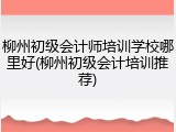柳州初级会计师培训学校哪里好(柳州初级会计培训推荐)