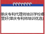 肇庆专利代理师培训学校哪里好(肇庆专利师培训优选)