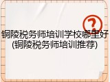 铜陵税务师培训学校哪里好(铜陵税务师培训推荐)