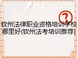 钦州法律职业资格培训学校哪里好(钦州法考培训推荐)