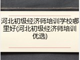 河北初级经济师培训学校哪里好(河北初级经济师培训优选)