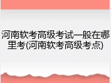 河南软考高级考试一般在哪里考(河南软考高级考点)