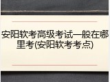 安阳软考高级考试一般在哪里考(安阳软考考点)