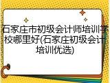 石家庄市初级会计师培训学校哪里好(石家庄初级会计培训优选)