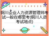 铜川企业人力资源管理师考试一般在哪里考(铜川人资考试地点)