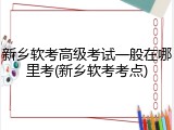 新乡软考高级考试一般在哪里考(新乡软考考点)