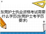 东莞护士执业资格考试需要什么学历(东莞护士考学历要求)
