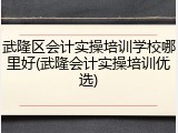 武隆区会计实操培训学校哪里好(武隆会计实操培训优选)