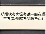 郑州软考高级考试一般在哪里考(郑州软考高级考点)