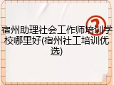 宿州助理社会工作师培训学校哪里好(宿州社工培训优选)