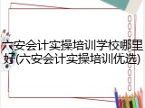 六安会计实操培训学校哪里好(六安会计实操培训优选)