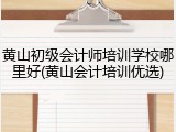 黄山初级会计师培训学校哪里好(黄山会计培训优选)