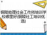 铜陵助理社会工作师培训学校哪里好(铜陵社工培训优选)