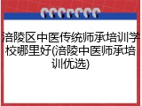 涪陵区中医传统师承培训学校哪里好(涪陵中医师承培训优选)