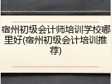 宿州初级会计师培训学校哪里好(宿州初级会计培训推荐)