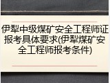 伊犁中级煤矿安全工程师证报考具体要求(伊犁煤矿安全工程师报考条件)