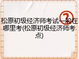 松原初级经济师考试一般在哪里考(松原初级经济师考点)