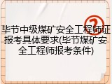 毕节中级煤矿安全工程师证报考具体要求(毕节煤矿安全工程师报考条件)