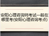 安阳心理咨询师考试一般在哪里考(安阳心理咨询考点)