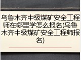乌鲁木齐中级煤矿安全工程师在哪里学怎么报名(乌鲁木齐中级煤矿安全工程师报名)
