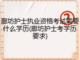 廊坊护士执业资格考试需要什么学历(廊坊护士考学历要求)