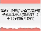 萍乡中级煤矿安全工程师证报考具体要求(萍乡煤矿安全工程师报考条件)