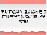 伊犁五级消防设施操作员证在哪里报考(伊犁消防证报考点)