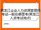 黑龙江企业人力资源管理师考试一般在哪里考(黑龙江人资考试地点)