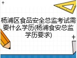 杨浦区食品安全总监考试需要什么学历(杨浦食安总监学历要求)
