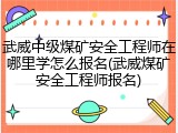武威中级煤矿安全工程师在哪里学怎么报名(武威煤矿安全工程师报名)