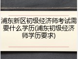 浦东新区初级经济师考试需要什么学历(浦东初级经济师学历要求)