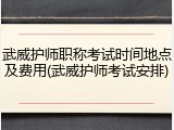武威护师职称考试时间地点及费用(武威护师考试安排)