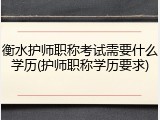 衡水护师职称考试需要什么学历(护师职称学历要求)