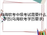乌海软考中级考试需要什么学历(乌海软考学历要求)