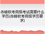 赤峰软考高级考试需要什么学历(赤峰软考高级学历要求)