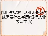呼和浩特银行从业资格证考试需要什么学历(银行从业考试学历)
