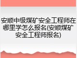安顺中级煤矿安全工程师在哪里学怎么报名(安顺煤矿安全工程师报名)