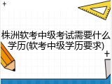 株洲软考中级考试需要什么学历(软考中级学历要求)